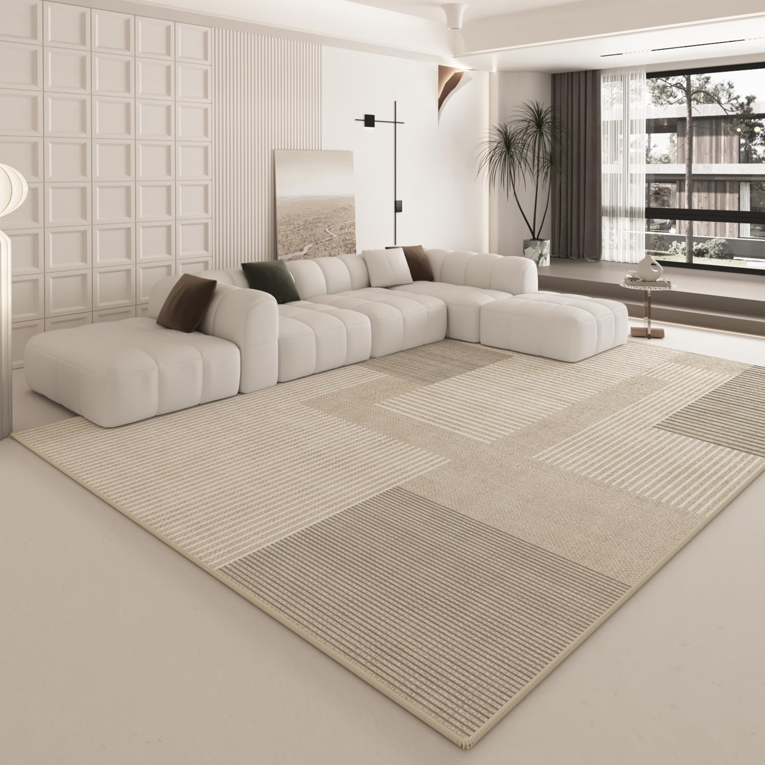 Tapis de salon lavable et facile d'entretien à poils ras blanc 120x160
