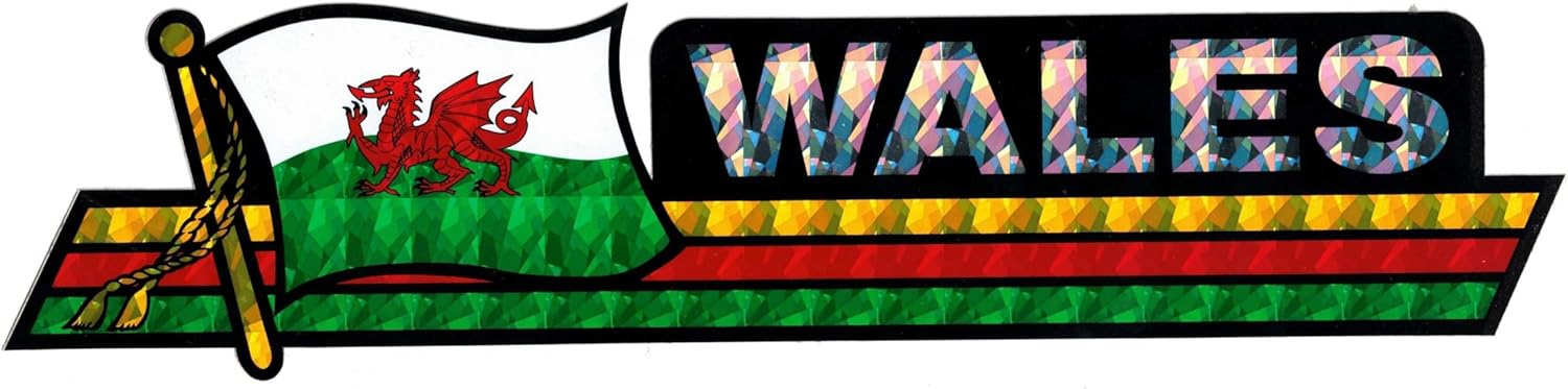 Pack of 50 Wales Flag 3"x12" Reflective Decal Bumper Sticker DCX-256