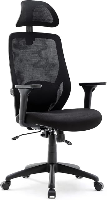 HNNHOME Recline Ergonomic Office Chair with Back Support and Headrest, Tilt Function Position Lock, Home Office Computer Desk Chair with Lumbar Support, Breathable Mesh Executive Office Chair
