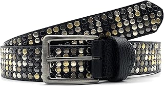 Cintura Rayan in Vera pelle - Nera - Borchie multicolor