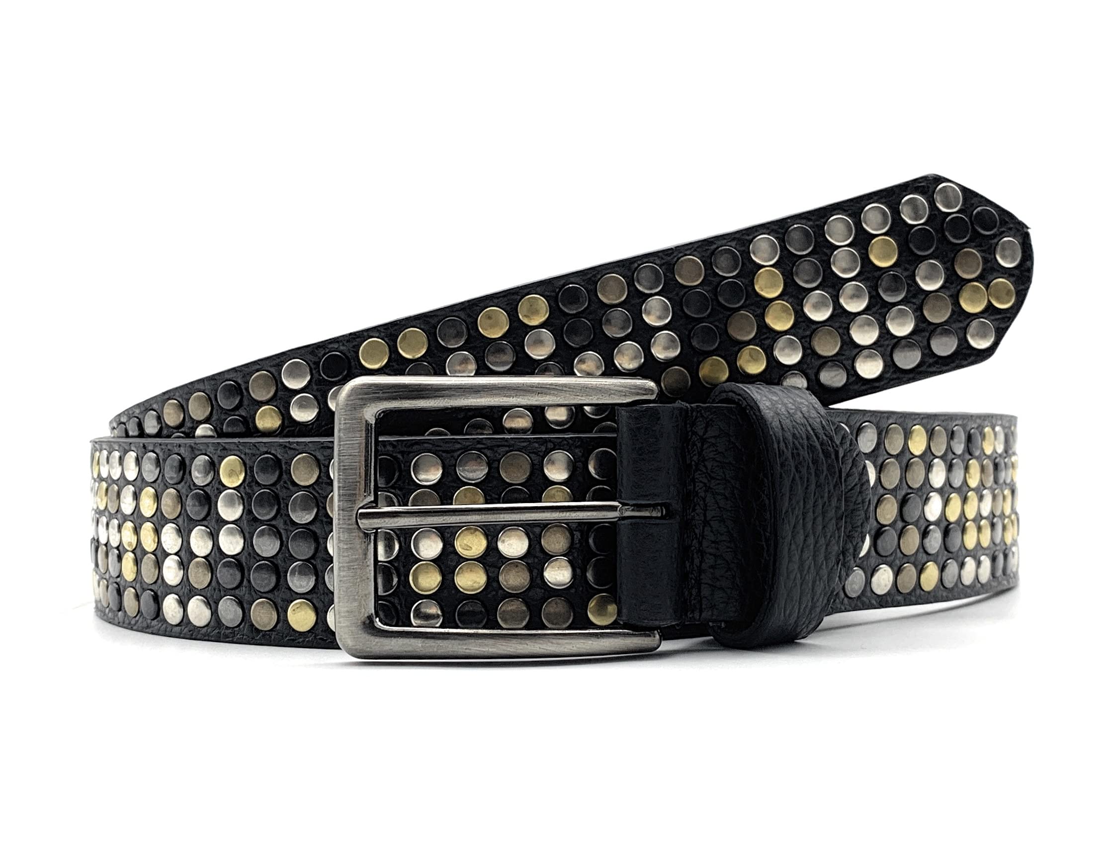 PASSIONE Cintura con Borchie in Vera pelle - Nera - Borchie multicolor
