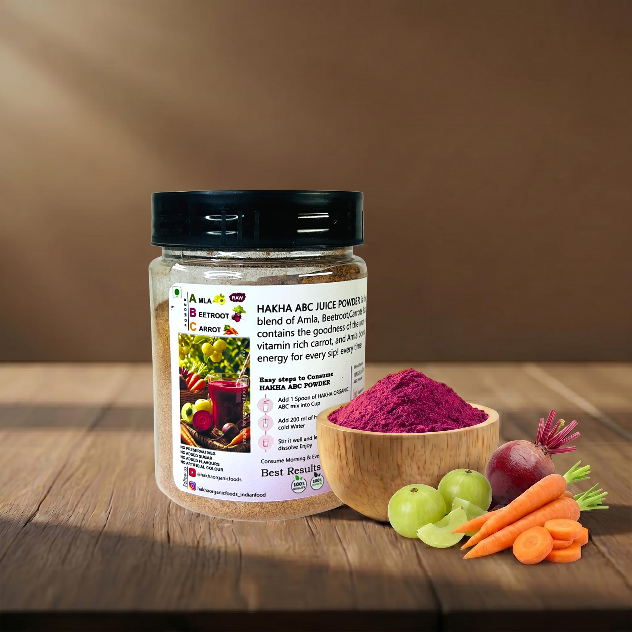 [BRSRGCY6BUPAG237] ABC - Amla, beetroot, carrot powder: a great immune booster. Pure & natural for eating & drinking. Jar packed I Superfood I Full of nutrients. No preservatives I No added sugar I No added flavors I No artificial colour.