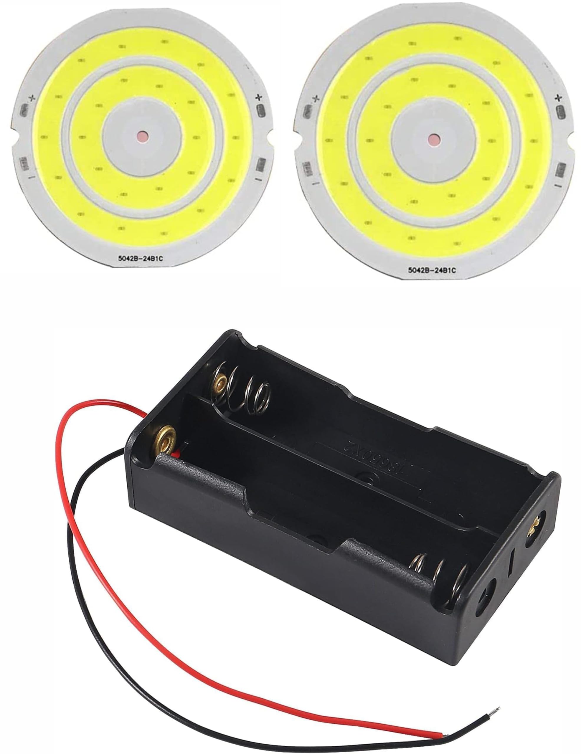 18650 x2 Cell Battery Holder with 3V-3.7V Round COB Cool White LED Light | Pack of 3, Lithium Battery Compatible, COB LED Included, 3V-3.7V Output-image-42