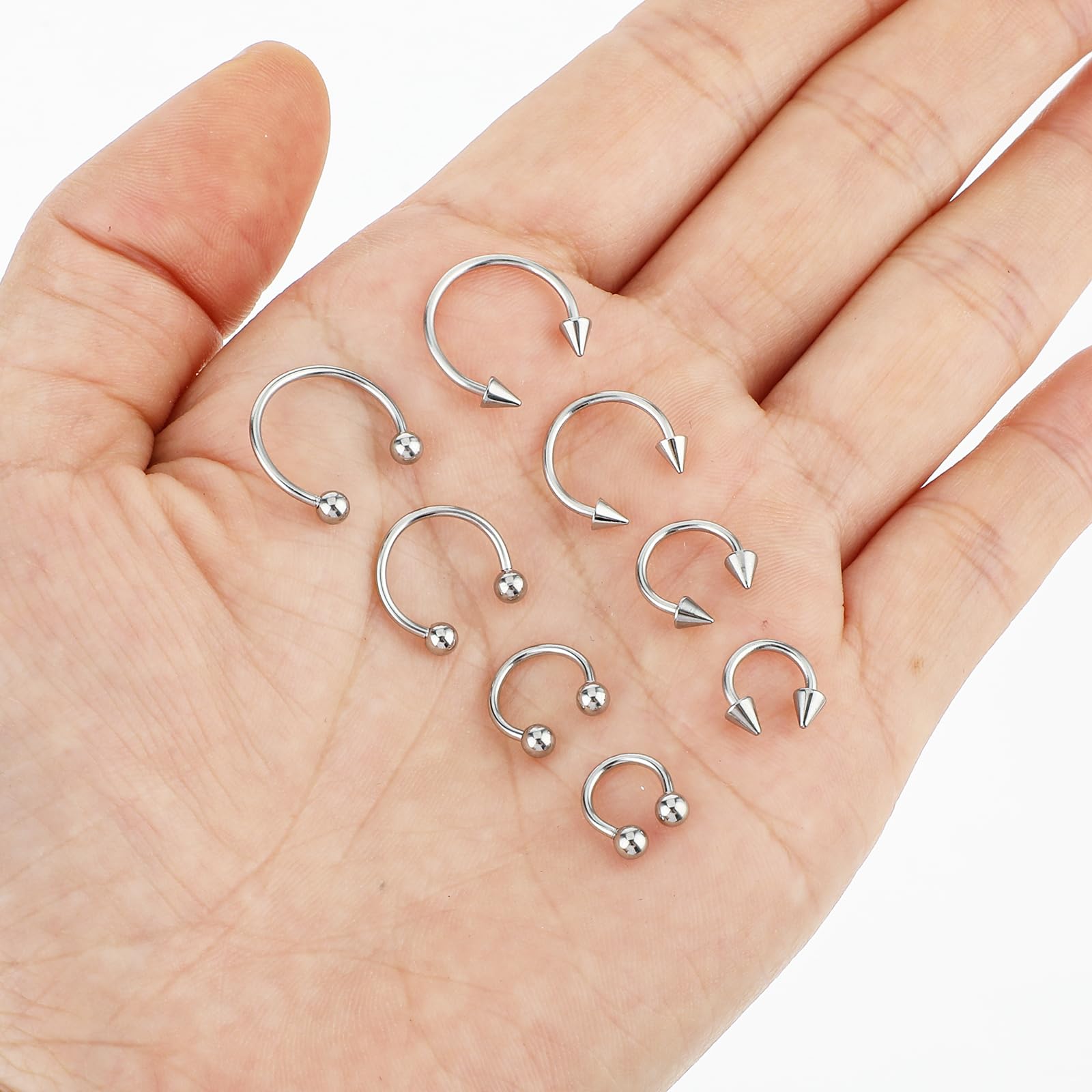 Piercings de Nariz de Acero Inoxidable 16G Bisagra Sin Costuras Herradura Joyería Cartílago Labios
