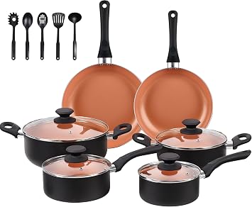 BECIGAR Ceramic Pots and Pans Set, 15PCS Nonstick Set Ceramic Cookware Set, Nonstick Pan Pots and Pans Set Non Stick Cookware set With-Induction