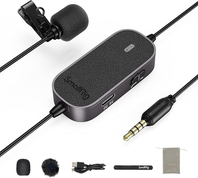 SMALLRIG Lavalier Lapel Microphone 3.5 MM, Omnidirectional Condenser Mic for iPhone/Camera/Android Smartphone, Recording Mic for Interview, Video - 3467