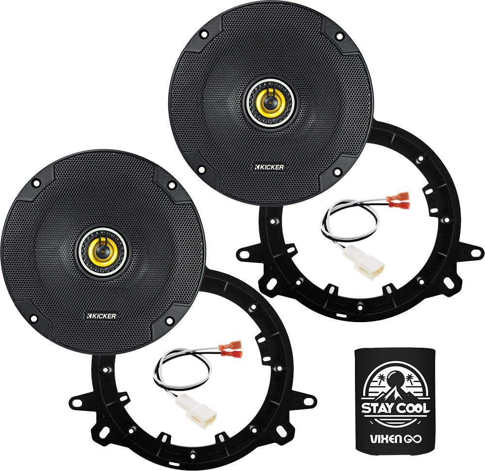 KICKER Speakers 6.5 inch for Toyota Corolla 2003-2019 Upgrade Kit - Pair of CS Series with Adapters and Harness, Coaxial 6 1/2 Car Audio Front Door Speaker CSC65, 46CSC654