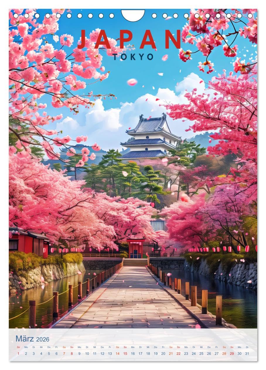 Japan - Old School Poster Style (Wandkalender 2026 DIN A4 hoch), CALVENDO Monatskalender: Eine Sammlung von Poster über Japan in Old School Style (CALVENDO Orte)