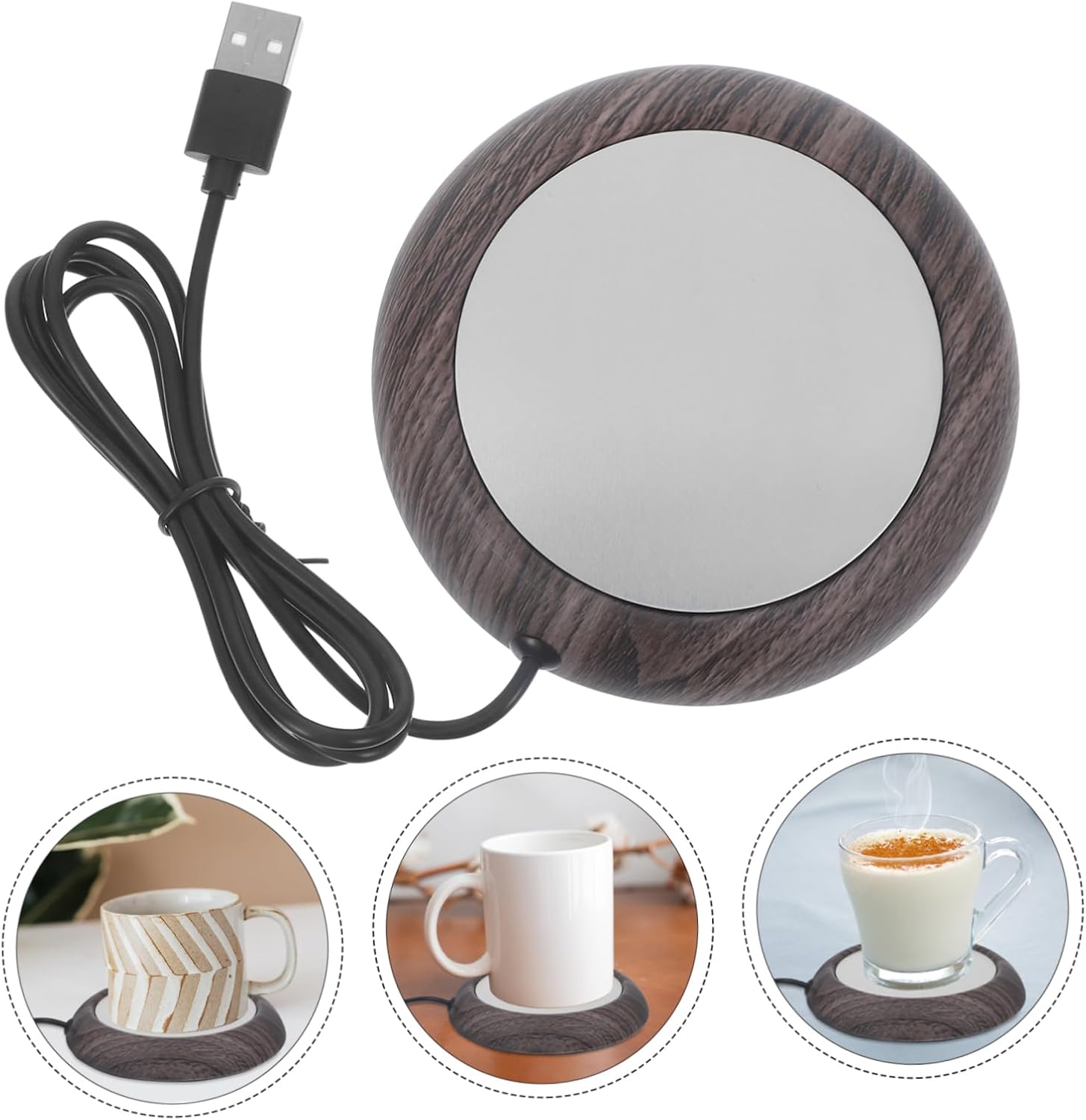 USB Mug Warmer Electric Beverage Heating Coaster Metal Cup Warmer for Coffee and Tea Portable Desk Heater Temperature Control for Home and Office Use
