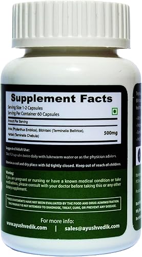 Miniatura 3 de Triphala Cápsulas - Suplemento orgánico Triphala con amla, haritaki y bibhitaki - para desintoxicación, limpieza y rejuvenecimiento diario - 60