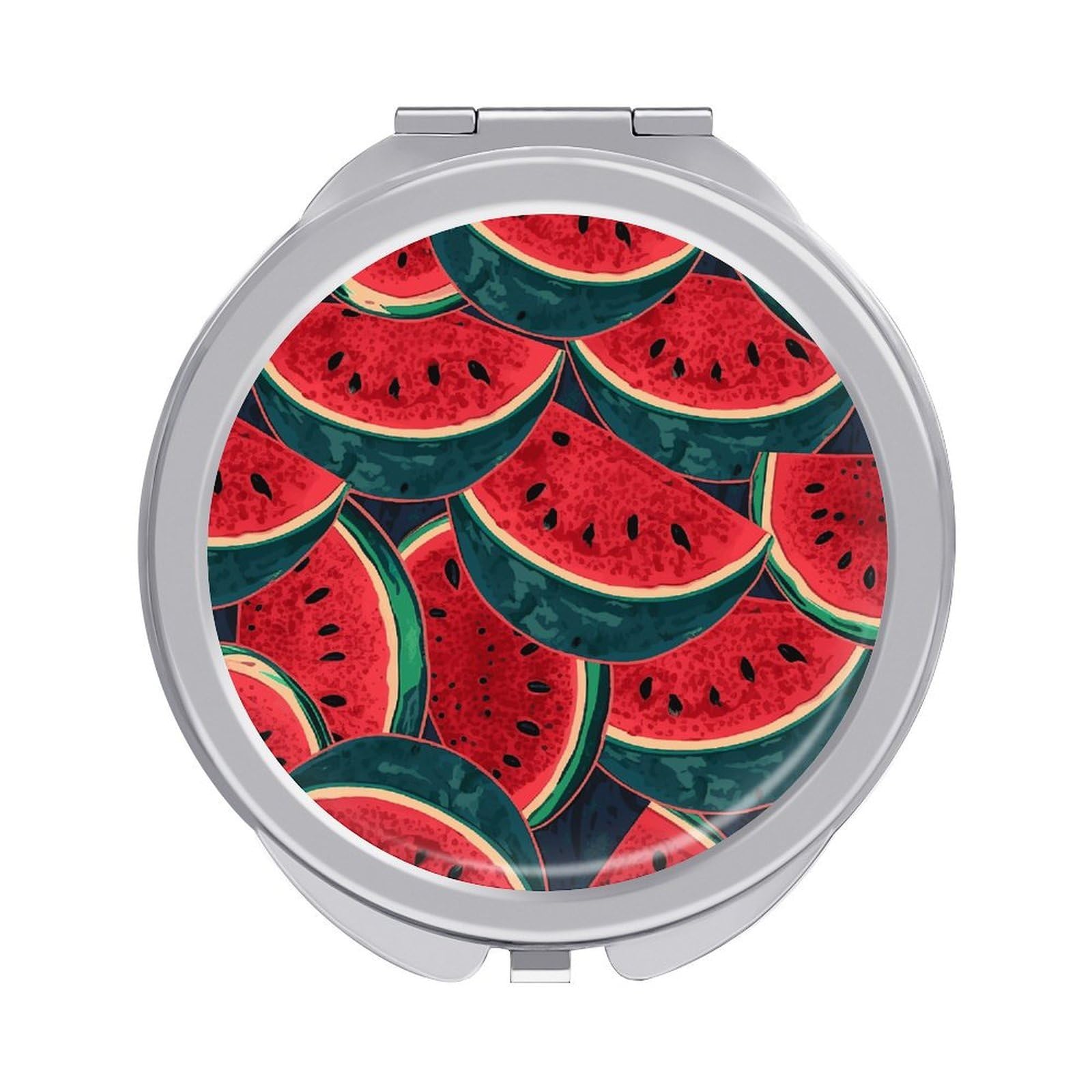 FekiLoot Red Watermelon Travel Makeup Mirror 2 X /1 X Magnifying Slim Pocket Mirrors Compact for Purse Travel Makeup Mirrors for Pocket, Handbag, Purse Women Gift