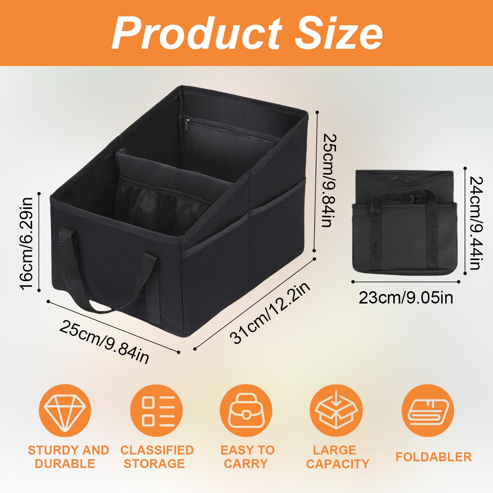 Organizer samochodowy 31x25x25cm Organizer na siedzenie samochodowe, składany schowek na siedzenie pasażera, torba do przechowywania na siedzenie, organizer na tylne siedzenie
