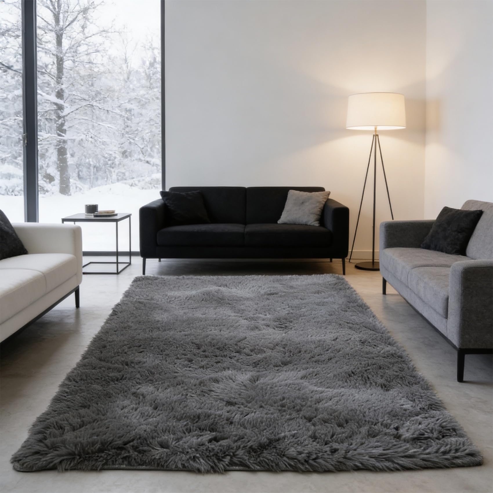 Tapis salon élégant à poils longs et finitions soignées pour un intérieur raffiné