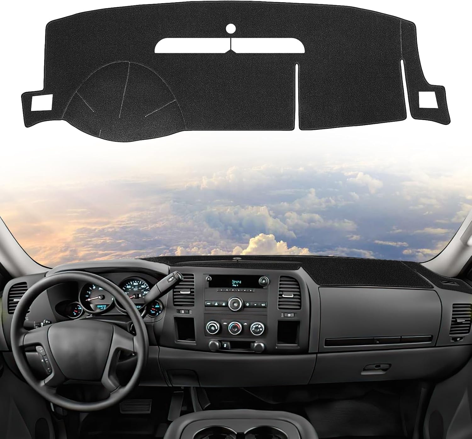 SKYLOTEC Dash Cover Custom Fit for Chevy Silverado 1500 LTZ Avalanche 2007-2013, Chevrolet Suburban/Tahoe 2007-2014, GMC Yukon 2007-2014 Dashboard Mat Dash Carpet Protector