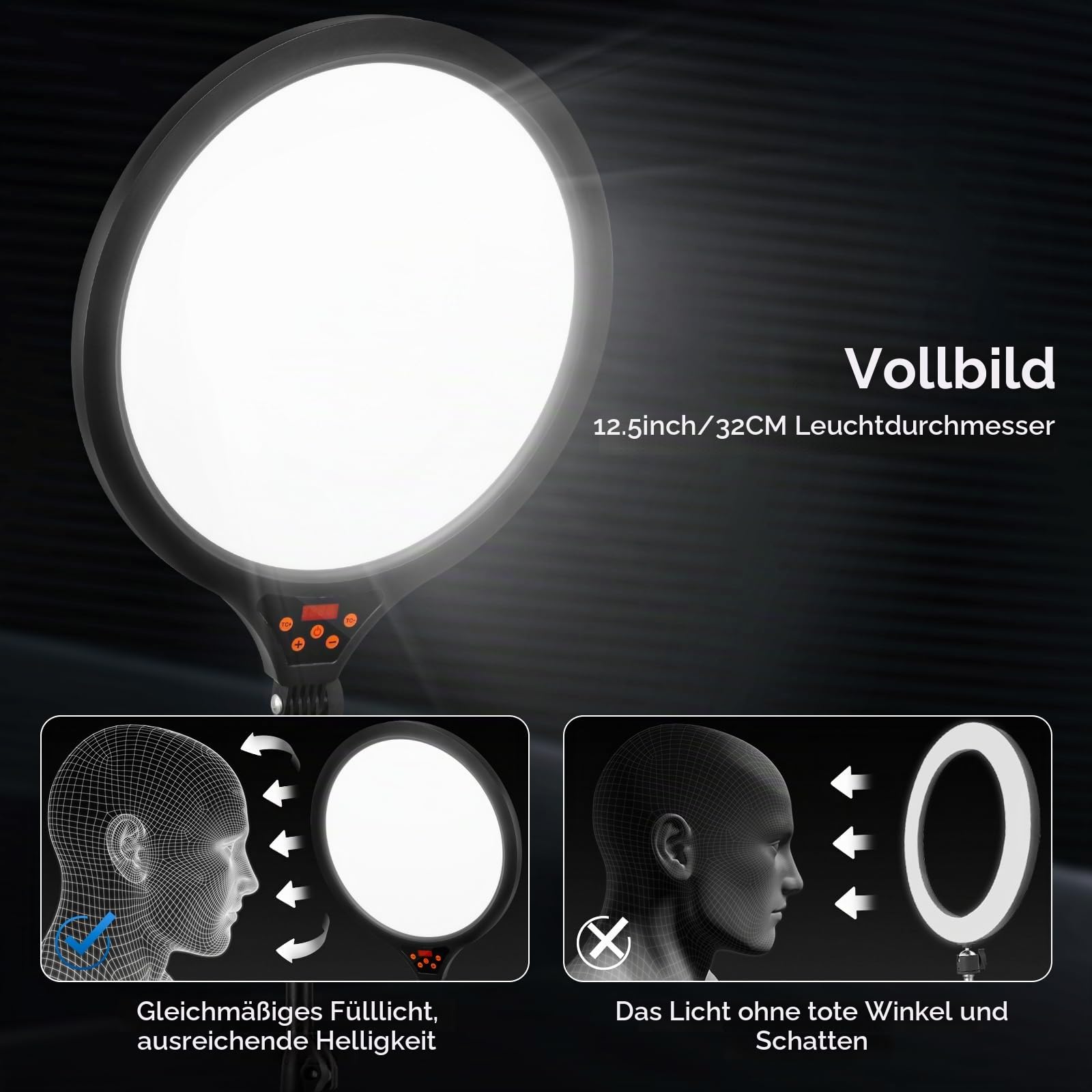 Handy Stativ mit Ringlicht 35CM, LED Videolicht Ringlicht mit Stativ für Smartphone Dimmbare 2700-6500K Digitales Anzeigefeld Fernbedienung Tragetasche für Food-Creator, Live Stream, TikTok