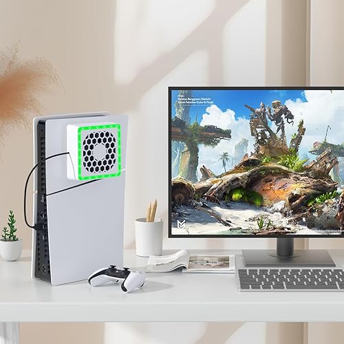 Miniatura 6 de Ventilador de enfriamiento delgado PS5 con placa delgada PS5 para PS5 Slim Cover Cooler, accesorios delgados PS5 con sistema de enfriamiento de 3