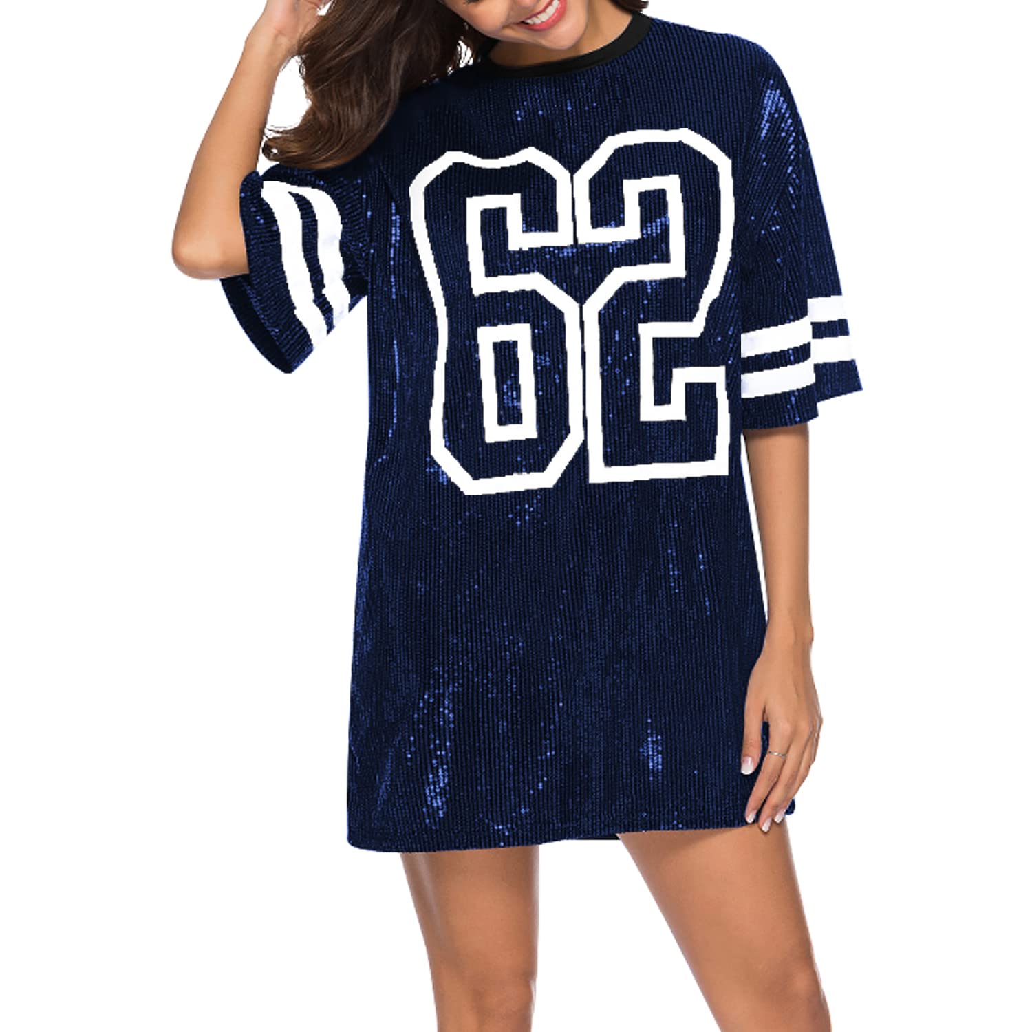 PORRCEY Juniors Short Sleeve Sequin Funny Dress Shirts