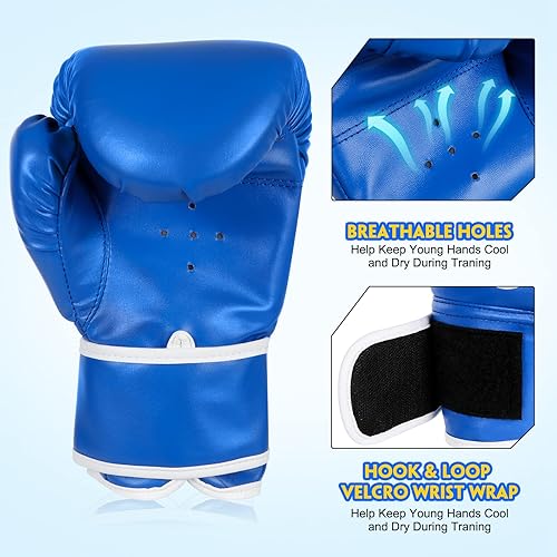 Miniatura 10 de Guantes de boxeo para niños y niñas, jóvenes de 5 a 12 años, guantes de entrenamiento para saco de boxeo, kickboxing, Muay Thai