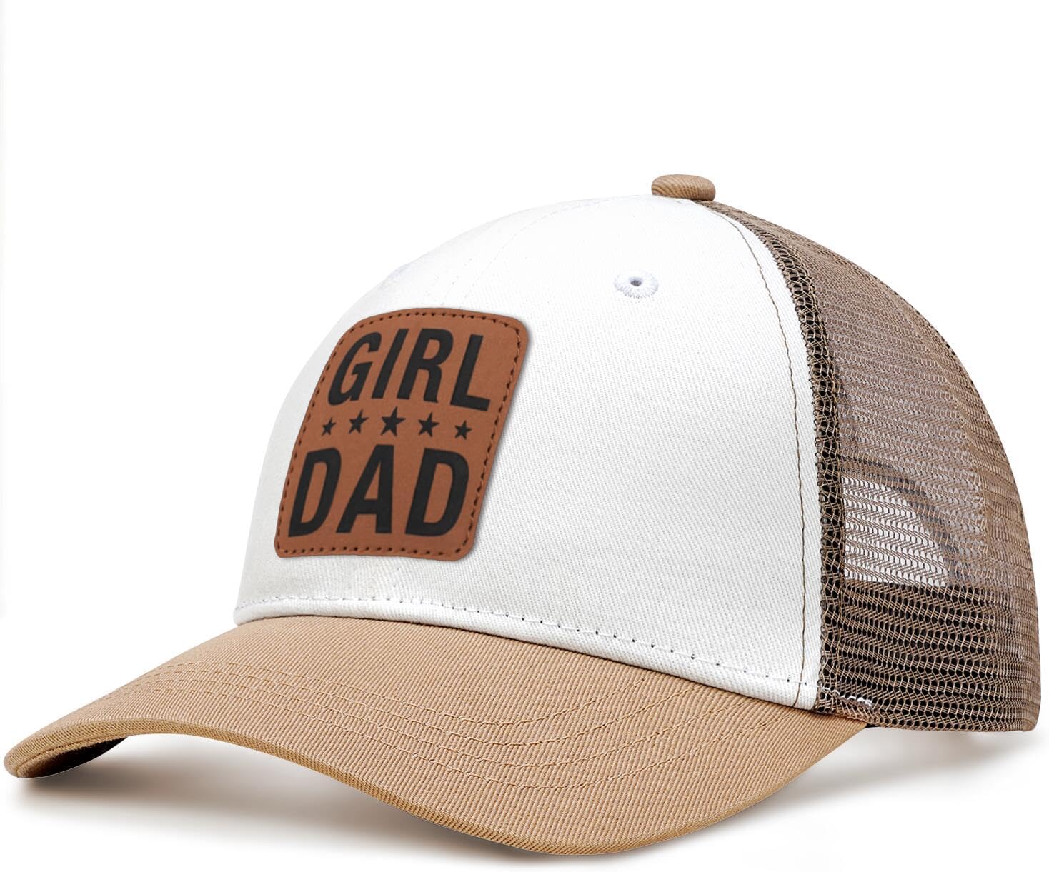 Girl Father Daddy Dad Leather Patch Hat Birthday for Dad Papa from Daughter Son Adjustable Trucker Hat