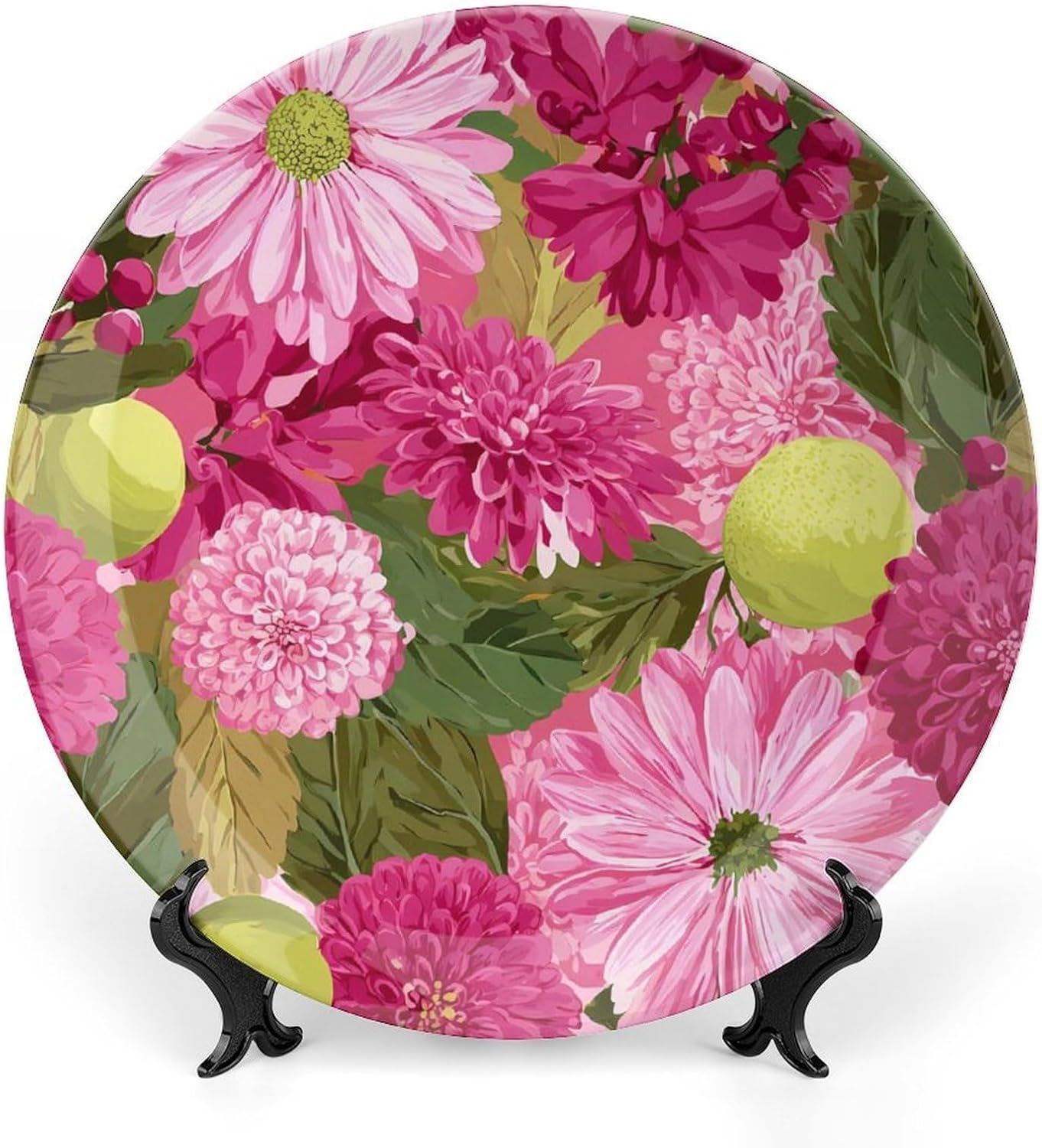 Leaves Daisy Flower Fruit Lemon Decorative Plates for Display Ceramic Plate Tray with Stand Hanger Home Decor