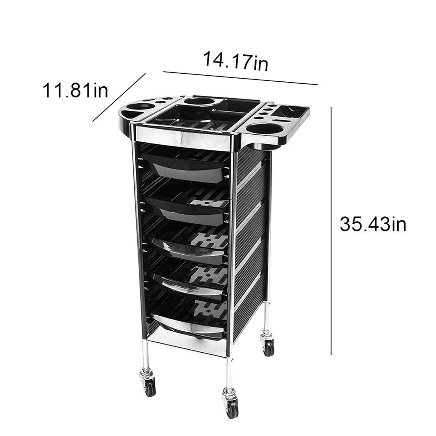 PRAKEITO Beauty Salon Rolling Trolley Cart with 5 Drawers for Stylist Hairdresser, Beauty Furniture Hair Styling Storage Station Color Tray : Beauty & Personal Care