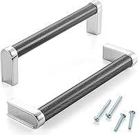 Vista 9 de Paquete de 5 tiradores de gabinete de 3–3/4 pulgadas estriado en negro y oro, manijas de gabinete mate en negro y oro cepillado AP1311, herrajes