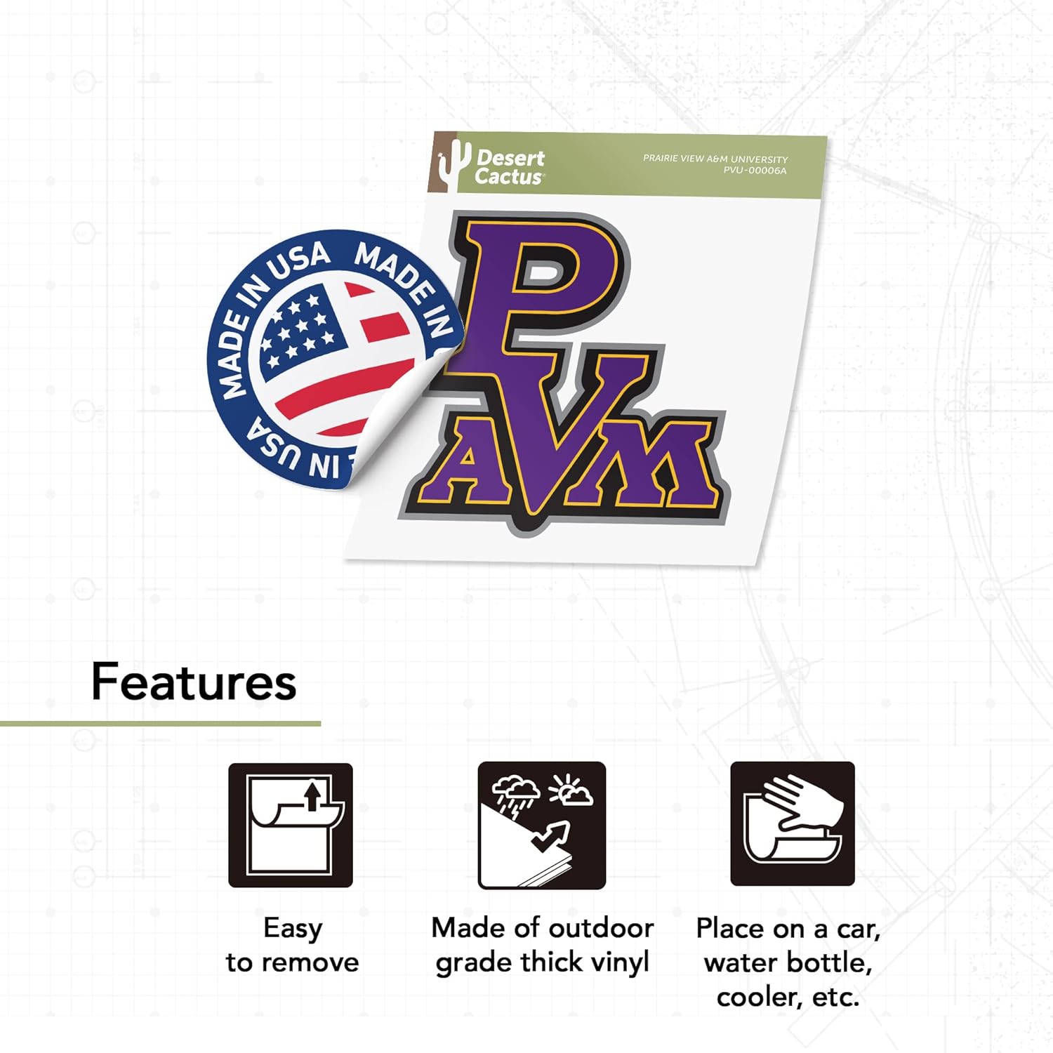 Desert Cactus Prairie View A&M University Sticker PVAMU Panthers Vinyl Decal Laptop Water Bottle Car Scrapbook (IND 00006a) - Image 4