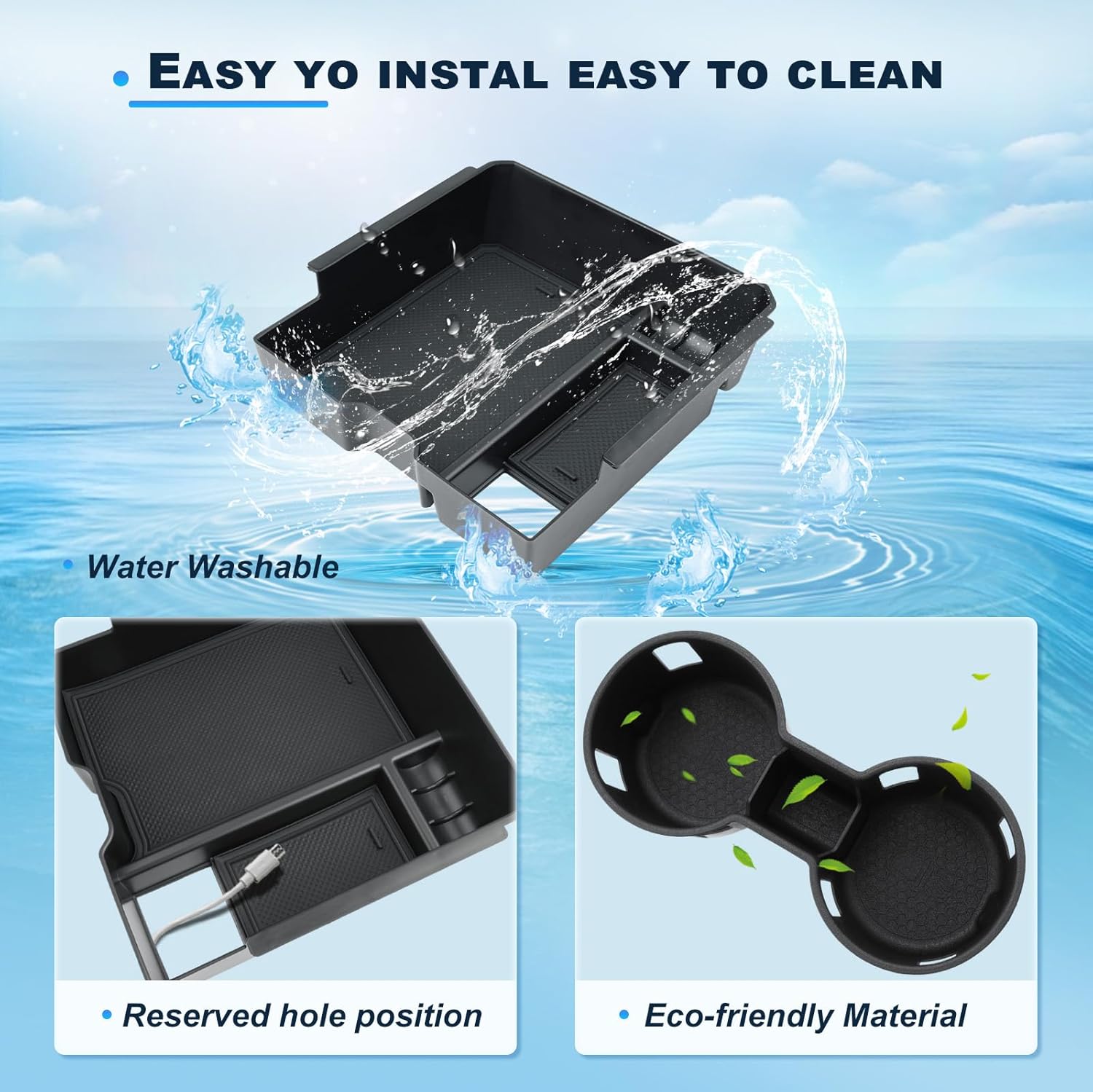 BIXUAN 2024-2026 Ranger Center Console Organizer for 2024 2025 2026 Ford Ranger Armrest Insert Tray+Console Cup Holder Middle Console Armrest Storage Box 2026 Ranger Accessories