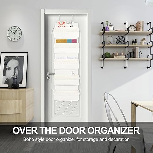 Miniatura 4 de Organizador para colocar sobre la puerta, decoración bohemia para el cuarto de bebé, organizador de pañales colgante con borlas detrás de la puerta,