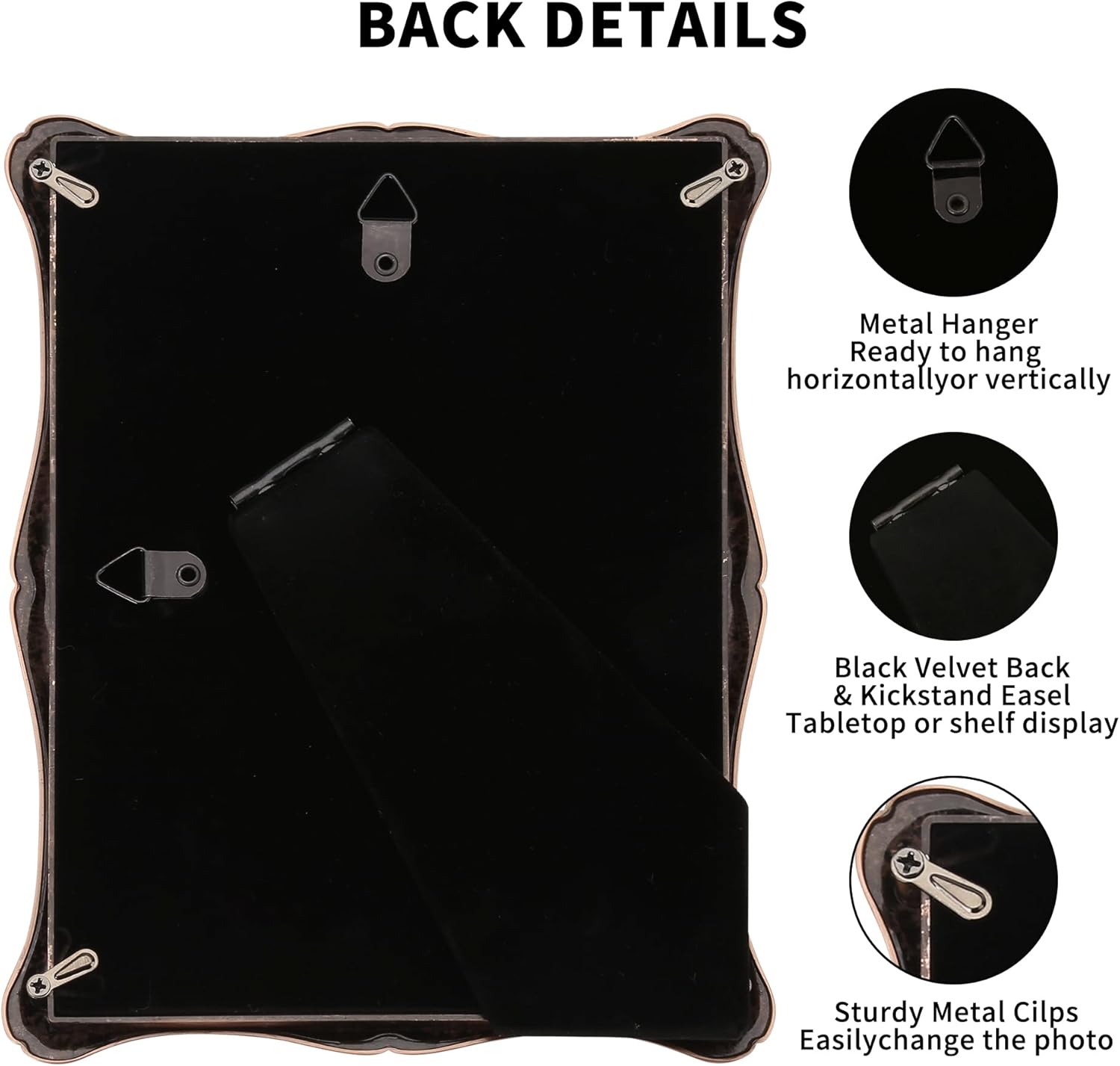 8 x 10'' Premium Alloy Bronze Finish Photo Frame with Acid Free 5x7'' Mat - Vintage Style Hi End Décor Frames 5x7'' with Velvet Back for Desktop and Wall Hanging. - Image 7