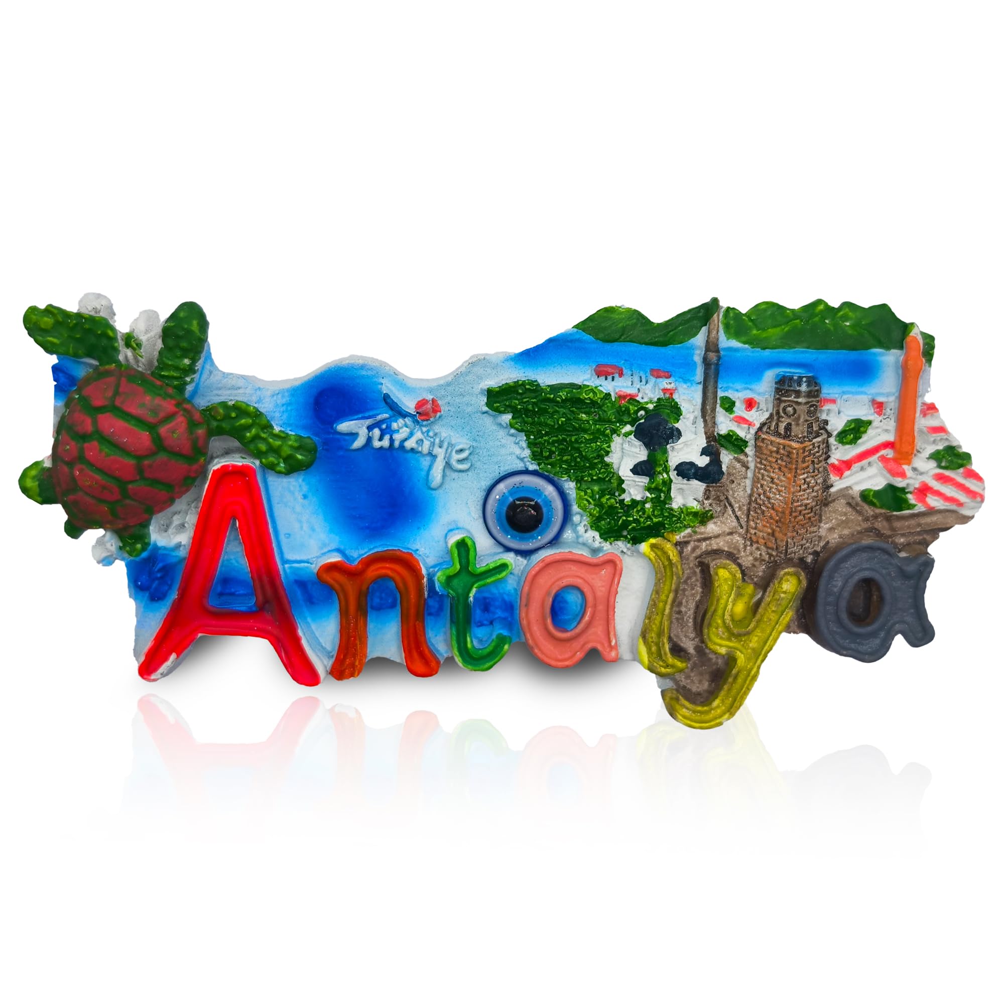 Maxi-Solutions Antalya 3D Fridge Magnet – Colorful Türkiye Travel Souvenir, Coastal Landmark Design (11 × 4.8 Cm)