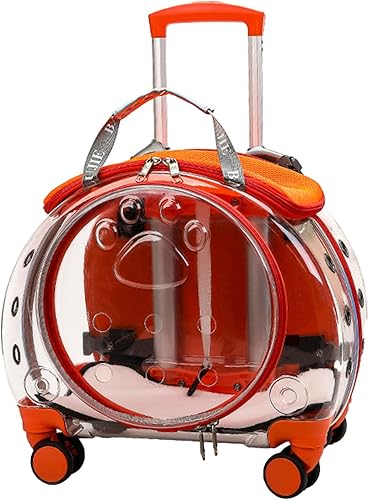Transportador de gatos con ruedas, bolsa transparente para gatos de burbujas, mochila para mascotas para gatitos y perros pequeños agujeros de