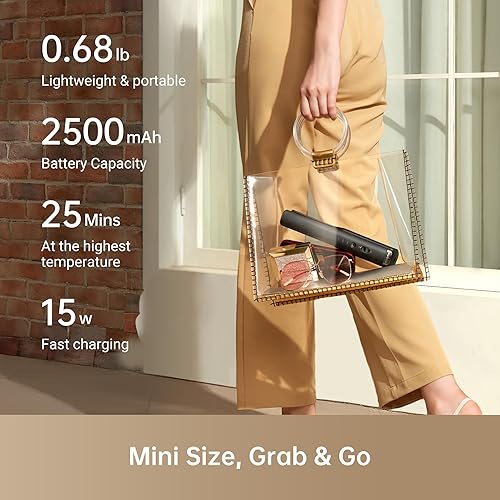 Miniatura 2 de Dreame Plancha para el cabello, alisadora y rizadora de pelo inalámbrica portátil 2 en 1, iones negativos, distribución uniforme del calor, plancha