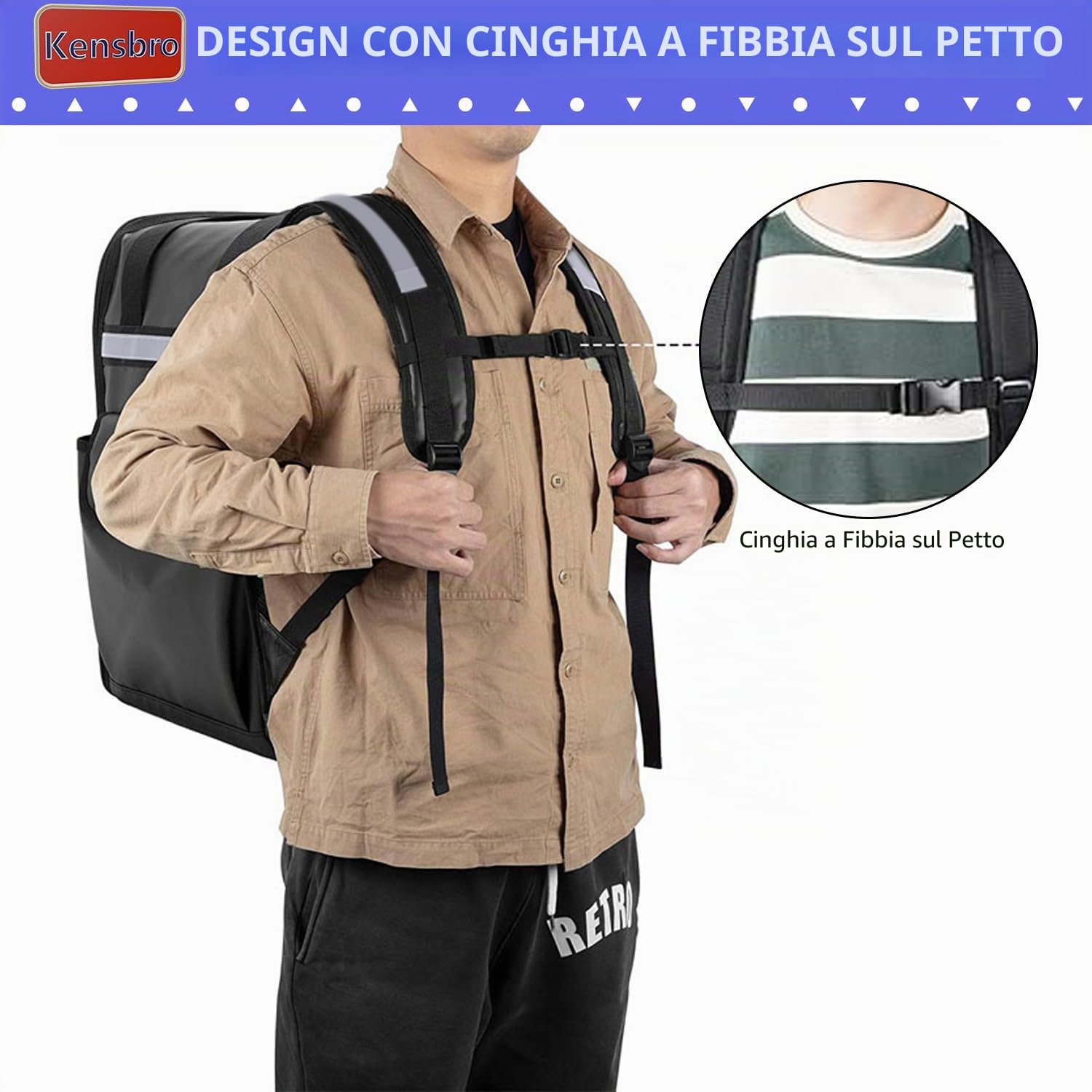 Zaino impermeabile, isolato per la consegna di cibo, grande borsa frigo, per pizza, gite, campeggio, spiaggia, viaggi all'aperto, barbecue, 38 x 36 x 38 cm