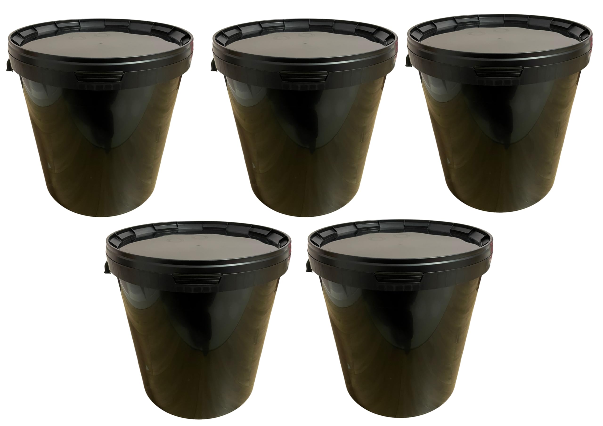 Secchio da 30 litri con coperchio, nero, in plastica, per alimenti, chimici, farina, impilabile, in plastica, contenitore per latte, miele, contenitore per acqua