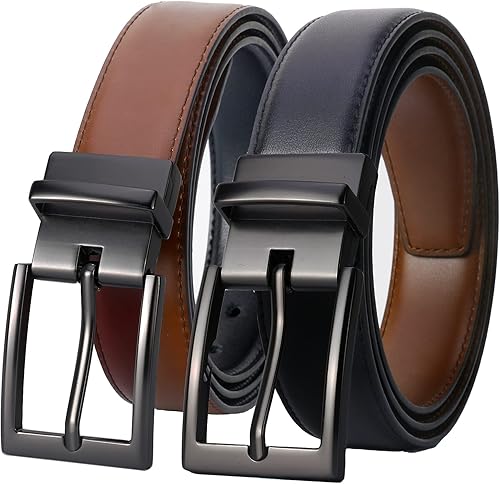 Lavemi Mens Belt Reversible 100% Italian Leather Dress Casual,One Reverse for 2 Colors,Trim to Fit