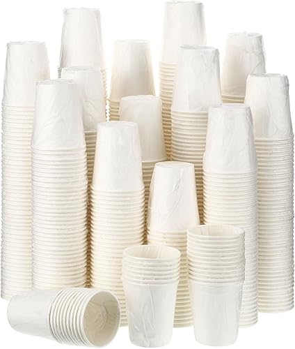 Vesici Paquete de 1000 vasos de papel desechables de 9 onzas envueltos individualmente a granel, vasos de papel blanco a granel, tazas de café frío