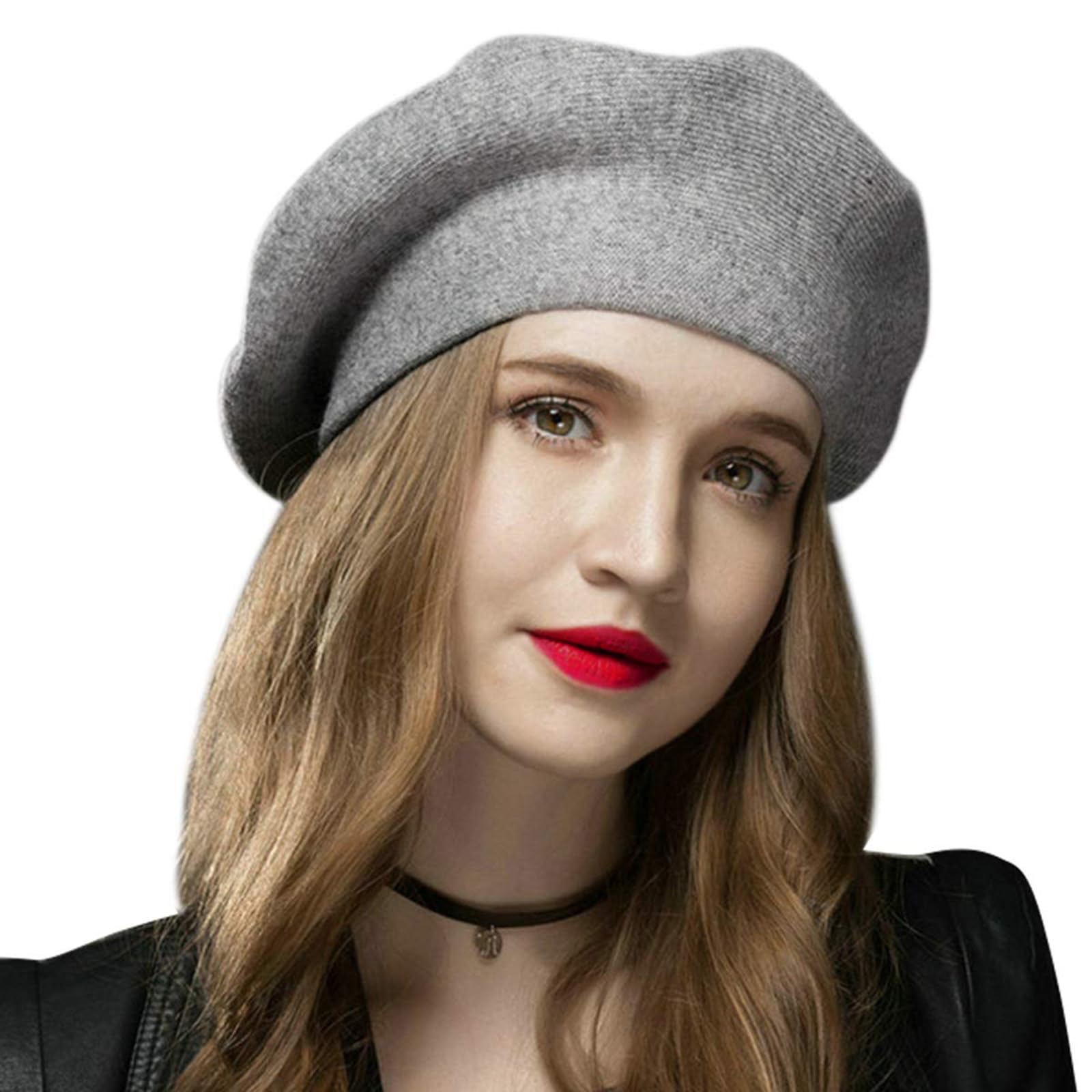 Sumolux Damska czapka beretowa francuska wełniana beret czapka beanie klasyczna jednolity kolor jesienne zimowe czapki
