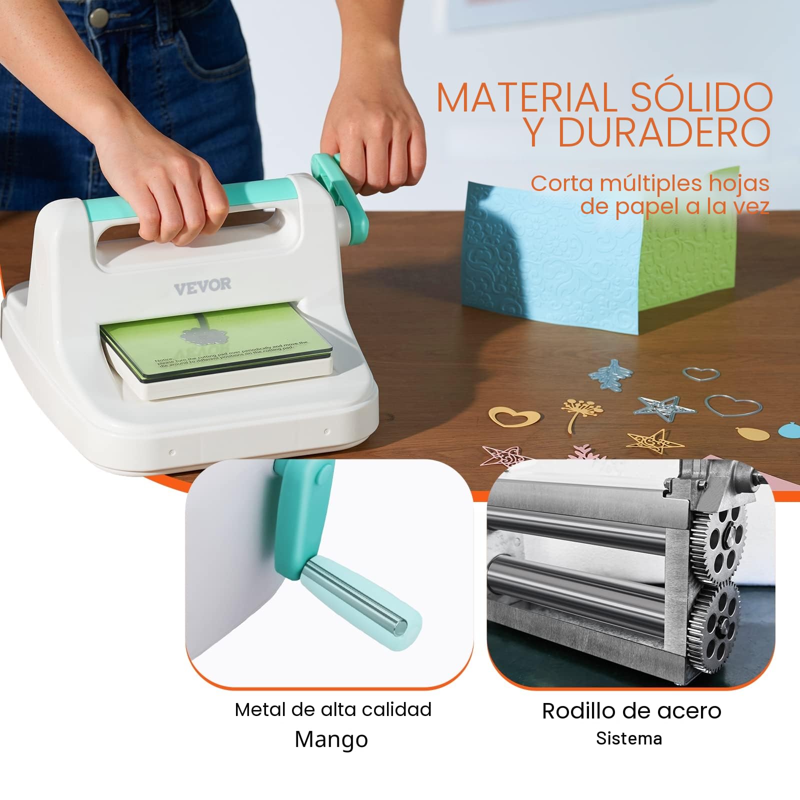Máquina Troqueladora Apertura de Ancho de 160 mm Máquina de Troquelado y Estampado Manual con 8 Troqueles, 10 Cartulinas y 1 Carpeta A6 Juego Completo para Decoración Álbum Tarjetas Manualidades