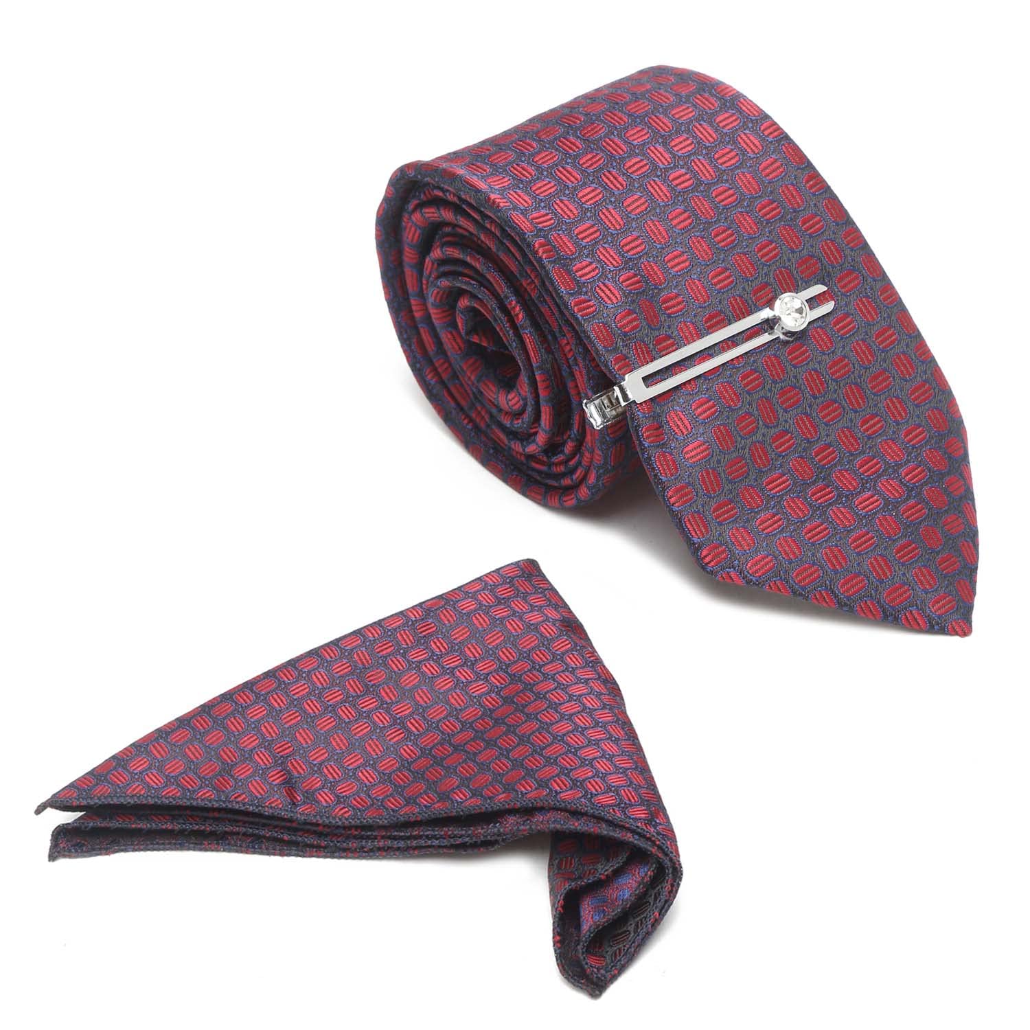 mutaqinoti Mens Woven Premium Silk Necktie With Pocket Square and Chrome Tie Pin (TECP)-picture-24