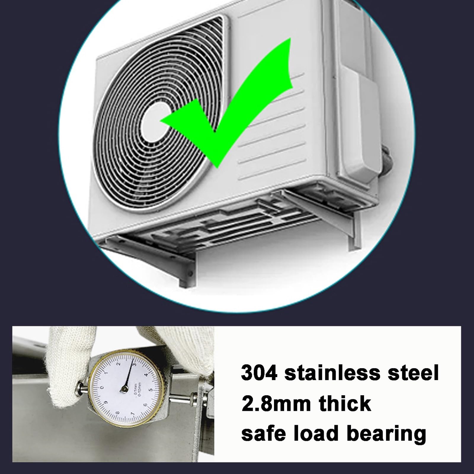 Staffa unità Esterna Climatizzatore, Acciaio Inossidabile ad Alta Resistenza, Staffa Universale per Montaggio a Parete per Esterni, Portata 450 kg(52 * 50cm)