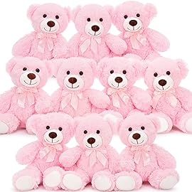 MaoGoLan 10Pcs Bulk Teddy Bears Stuffed Animals Baby Shower, Soft Small Stuffed Bears in Bulk, 13.5 Cuddly Mini Teddy Centerpiece,Wedding,Party,Engagement,Pink
