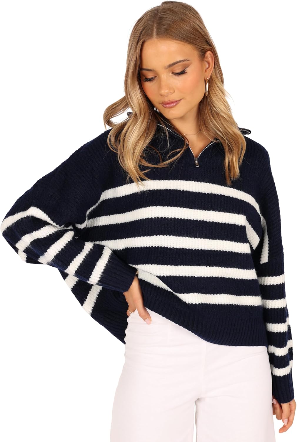 Petal & Pup Womens Miranda Knit Sweater - Navy