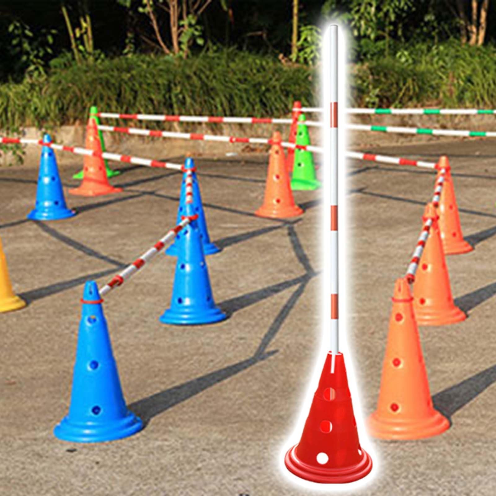 Slalomstangen Fussball Agility Stangen 5/10/15Pc Haustiere Hund Agility Training Kegel und Stangen, Abnehmbare flexible Trainingsslalomstangen, Multi-Sport-Übungsgeräte für Erwachsene und Jugendliche