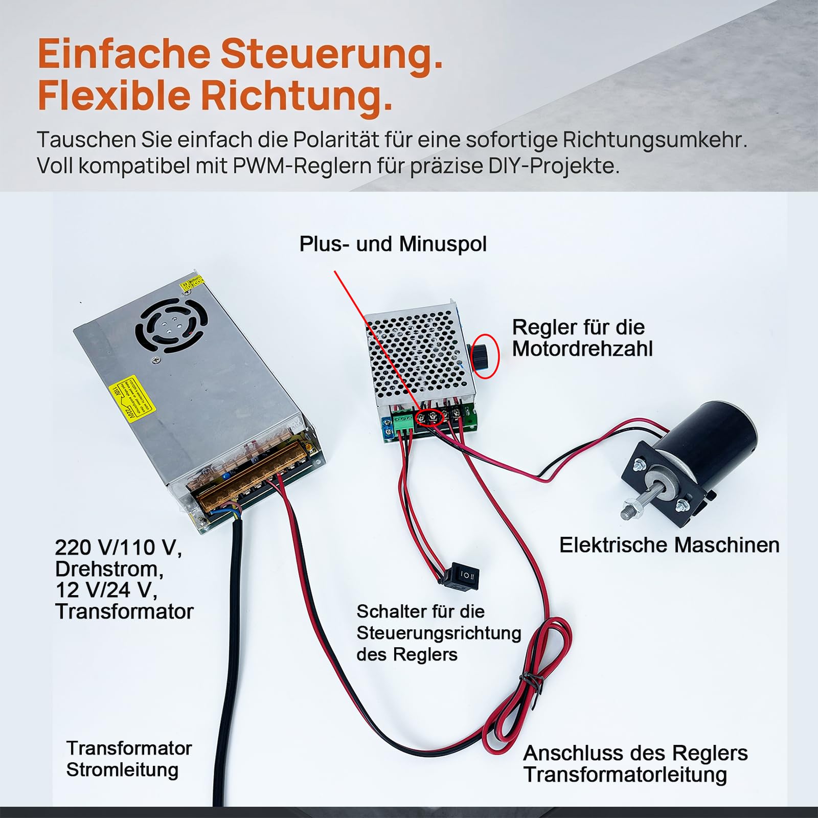 12V/24V DC Motor 30W mit 38mm Gewindewelle | 3500/7000 RPM Permanentmagnetmotor | Leiser Elektromotor für DIY & Generatoren,inklusive Motorhalterung