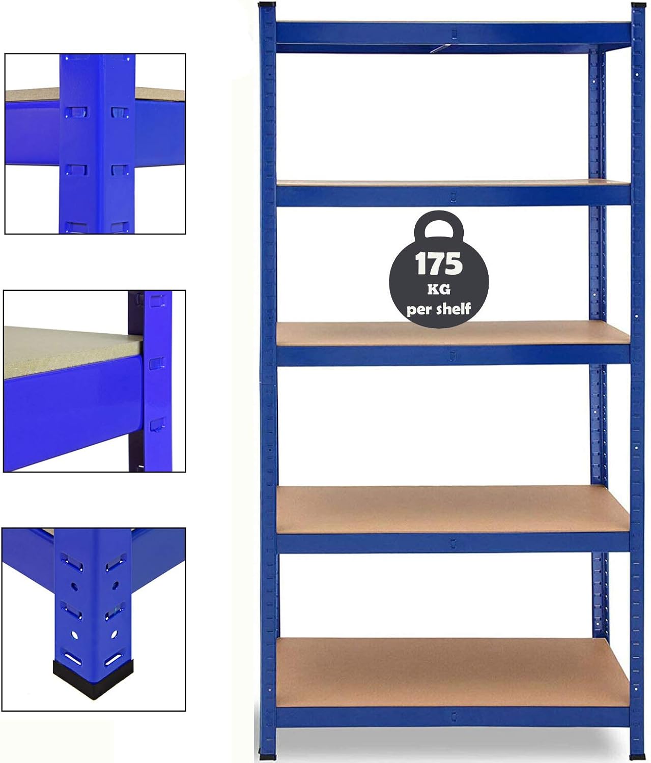 Heavy Duty Steel Shelving Unit Garage Racking Unit 175kg per Shelf (5Tier 1500mm x 700mm x