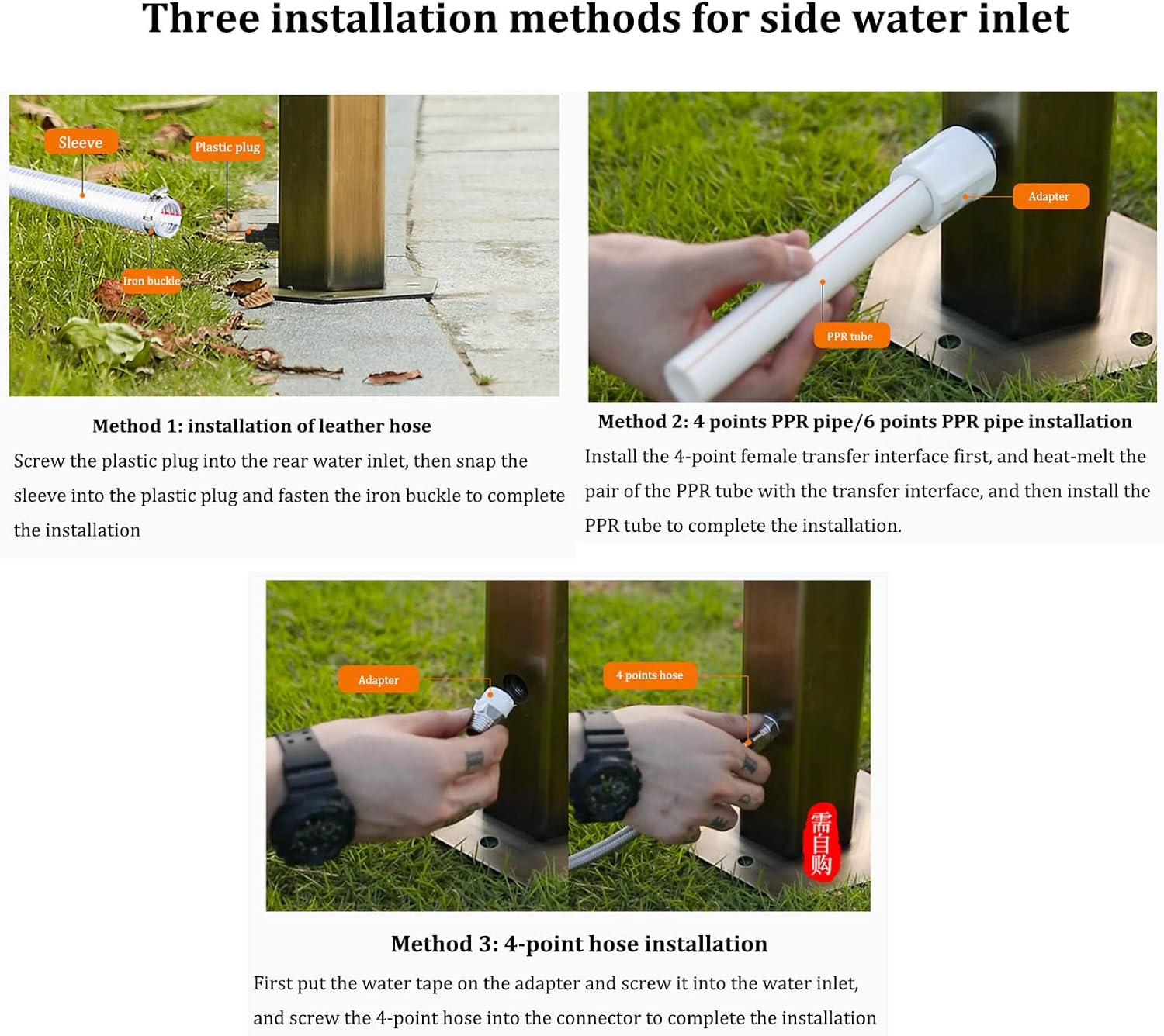 Floor Mounted Faucet Outdoor Water Pipe Vertical Fountain Irrigation Column,Stainless Steel Outdoor Faucet Column for Garden Anti Freezing Anti Ultraviolet Vertical Fountain Pump Water Pipe
