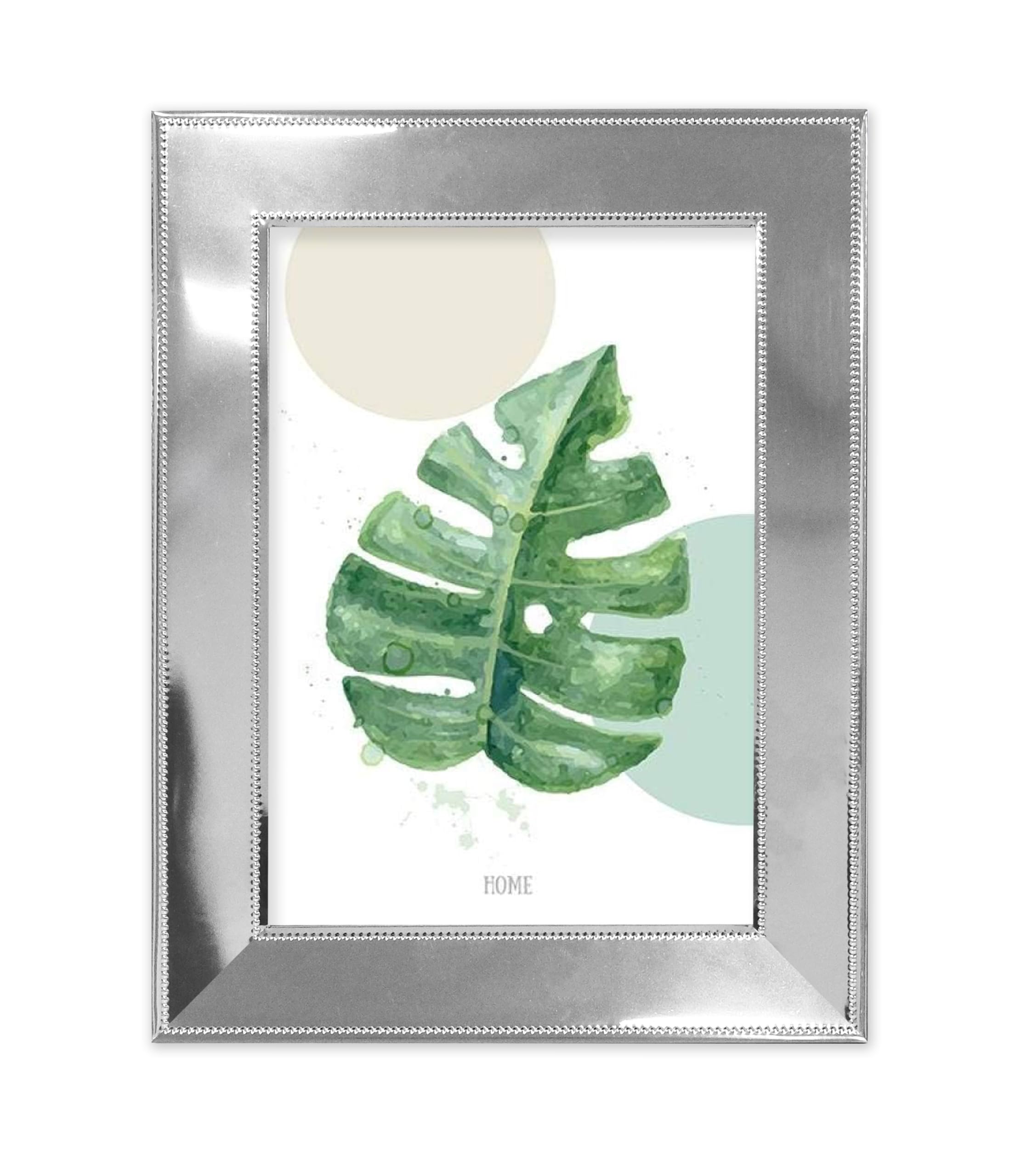 Inov8 Silver Framing Tarnish Resistant Designer Picture Frame - Modern Flat Design With Small Bead Edge For 5X7 Inch (12X17cm) Photo