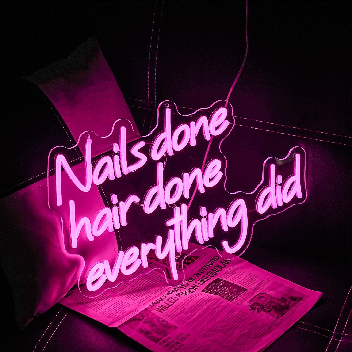 Nail Done Hair Done Everything Did Neon Sign for Wall Decor Pink Letter Neon Light Nail Led sign Hair Neon Light Sign for Beauty Salon Barber Shop Makeup Hairdressing Shop Decoration