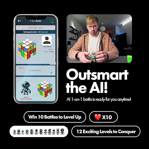 Miniatura 7 de Connect  Cubo robot AI y cubo inteligente, cubo STEM autoscrambling con 10 tipos de rompecabezas  Cubo de velocidad de resolución automática,